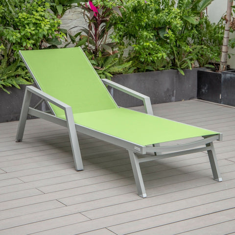 Marlin Modern White Aluminum Outdoor Chaise Lounge Chair Set of 2 With Arms And Square Fire Pit Side Table for Patio