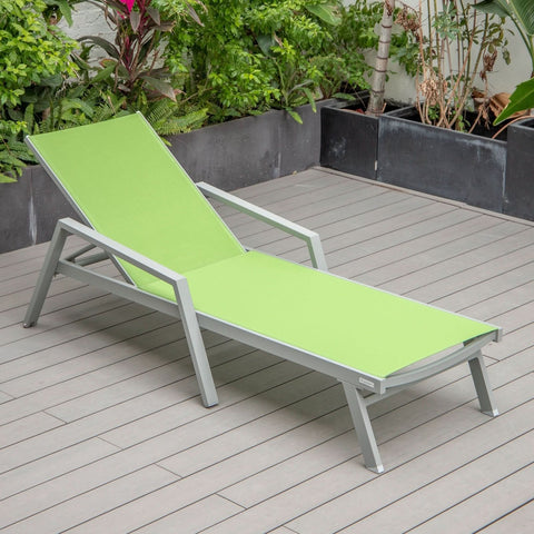 Marlin Modern White Aluminum Outdoor Chaise Lounge Chair Set of 2 With Arms And Square Fire Pit Side Table for Patio