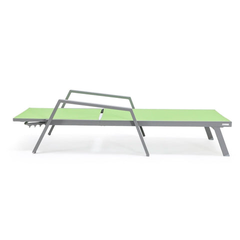 Marlin Modern White Aluminum Outdoor Chaise Lounge Chair Set of 2 With Arms And Square Fire Pit Side Table for Patio