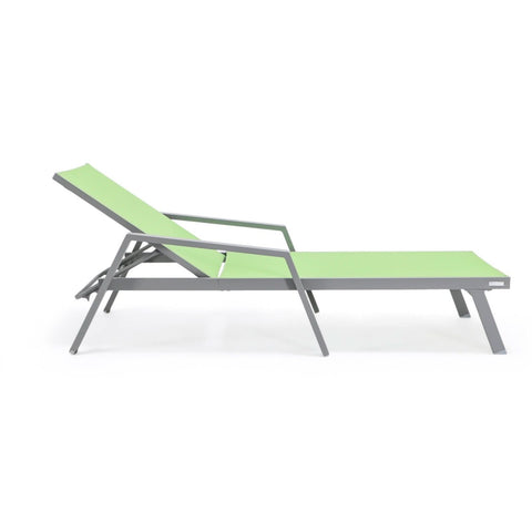 Marlin Modern White Aluminum Outdoor Chaise Lounge Chair Set of 2 With Arms And Square Fire Pit Side Table for Patio