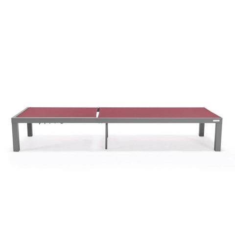 Marlin Modern Gray Aluminum Outdoor Chaise Lounge Chair With Square Fire Pit Side Table Set of 2