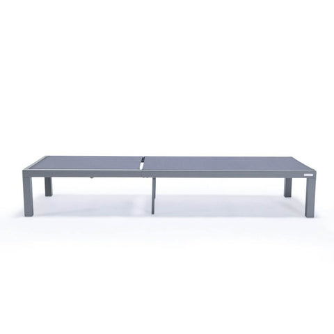 Marlin Modern Gray Aluminum Outdoor Chaise Lounge Chair With Square Fire Pit Side Table Set of 2