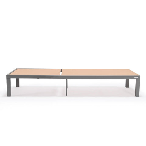 Marlin Modern Gray Aluminum Outdoor Chaise Lounge Chair With Square Fire Pit Side Table Set of 2