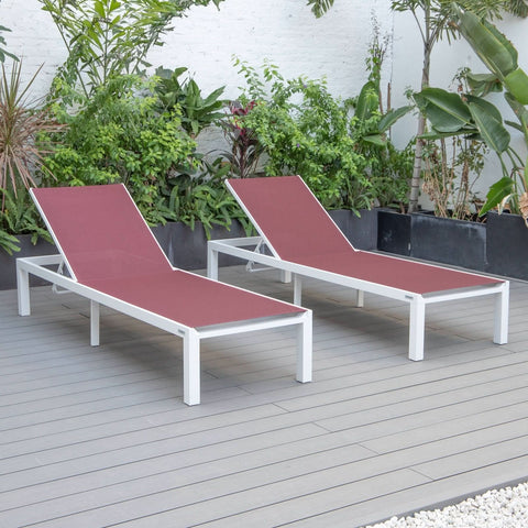 Marlin Patio Chaise Lounge Chair with White Aluminum Frame, Set of 2