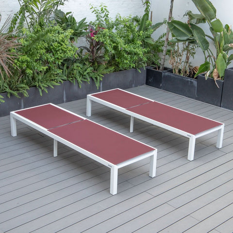 Marlin Patio Chaise Lounge Chair with White Aluminum Frame, Set of 2