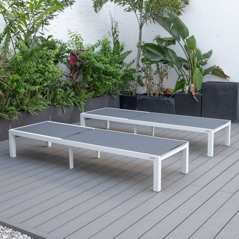 Marlin Patio Chaise Lounge Chair with White Aluminum Frame, Set of 2