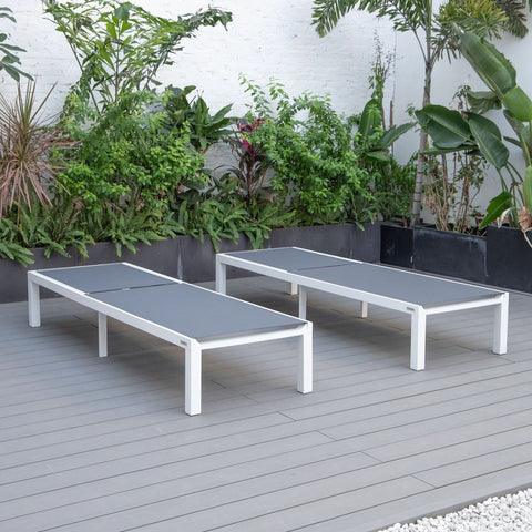 Marlin Patio Chaise Lounge Chair with White Aluminum Frame, Set of 2