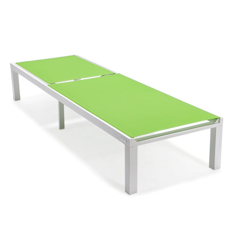 Marlin Patio Chaise Lounge Chair with White Aluminum Frame, Set of 2