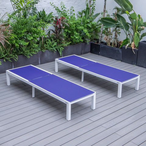 Marlin Patio Chaise Lounge Chair with White Aluminum Frame, Set of 2