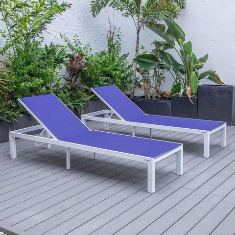 Marlin Patio Chaise Lounge Chair with White Aluminum Frame, Set of 2