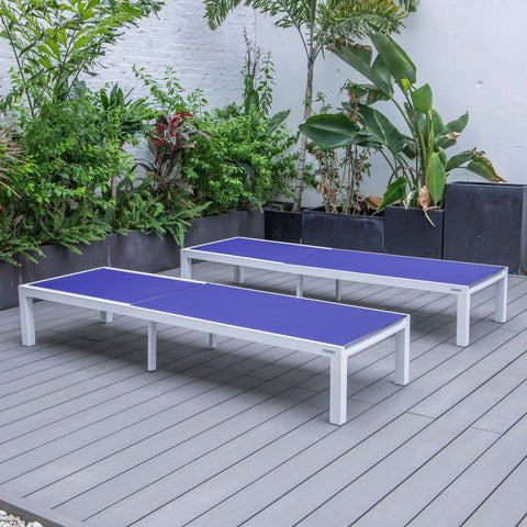 Marlin Patio Chaise Lounge Chair with White Aluminum Frame, Set of 2