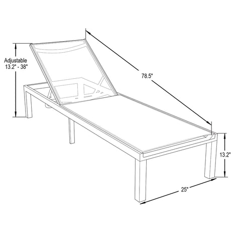 Marlin Patio Chaise Lounge Chair with White Aluminum Frame, Set of 2