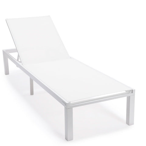 Marlin Patio Chaise Lounge Chair with White Aluminum Frame, Set of 2