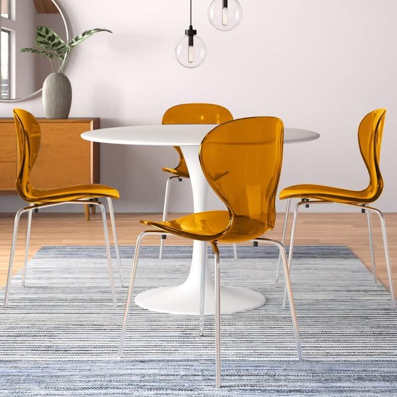 Modern Oyster Transparent Side Chair Set of 2