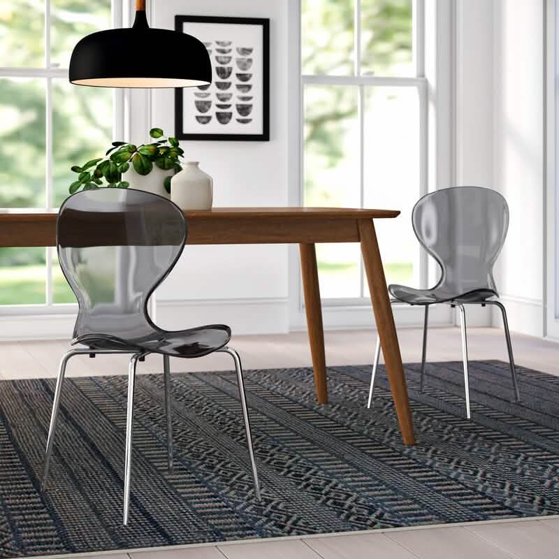 Modern Oyster Transparent Side Chair Set of 2