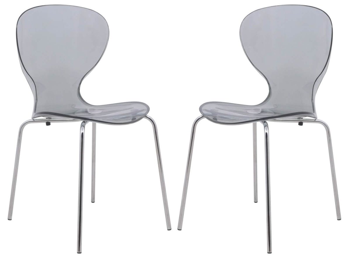Modern Oyster Transparent Side Chair Set of 2