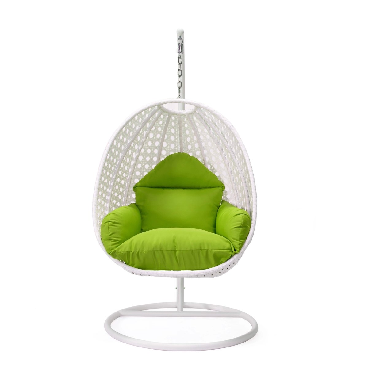 Modern Wicker Hanging Single Seating Egg Swing Chair in Beige/Charcoal/White Frame With Cushions