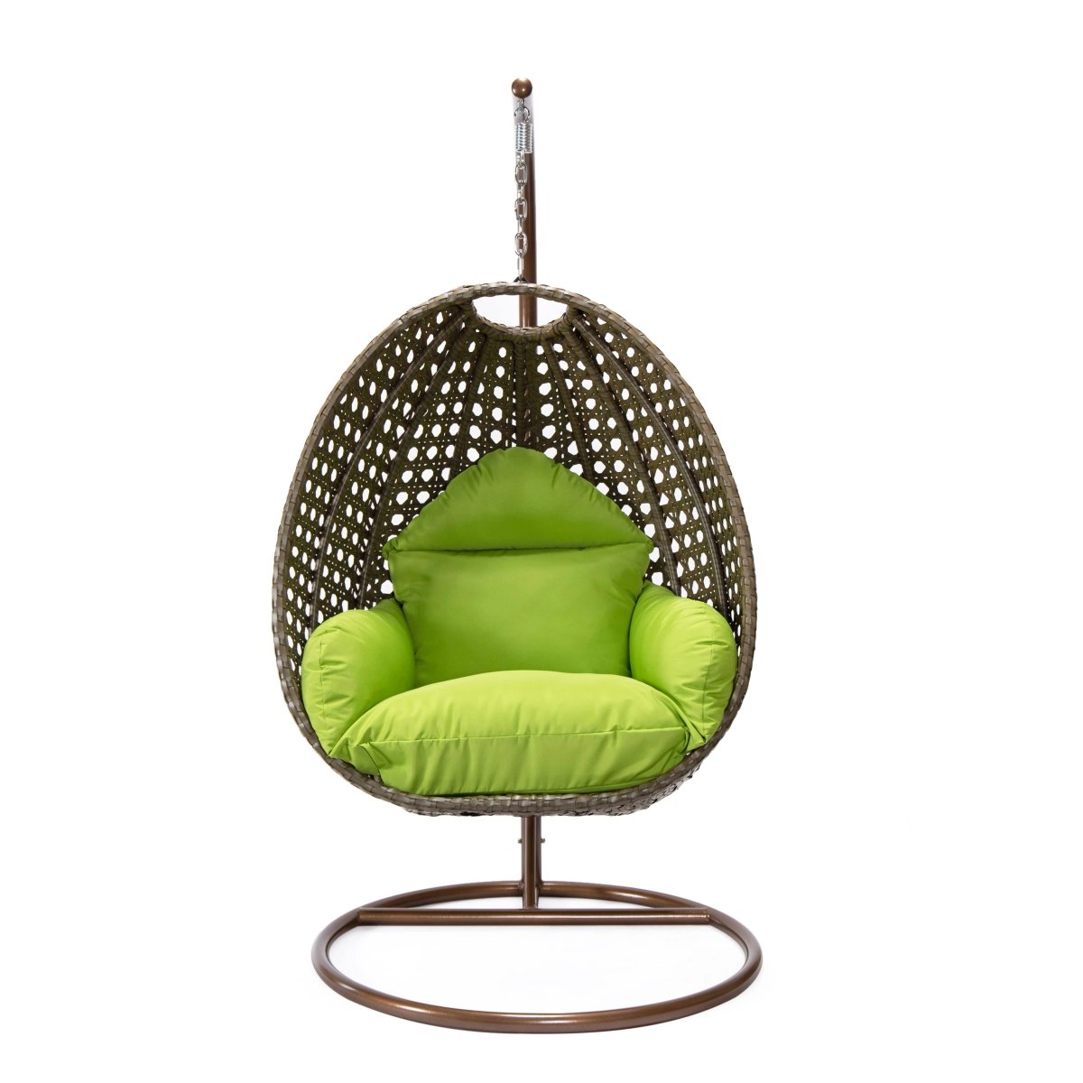 Modern Wicker Hanging Single Seating Egg Swing Chair in Beige/Charcoal/White Frame With Cushions