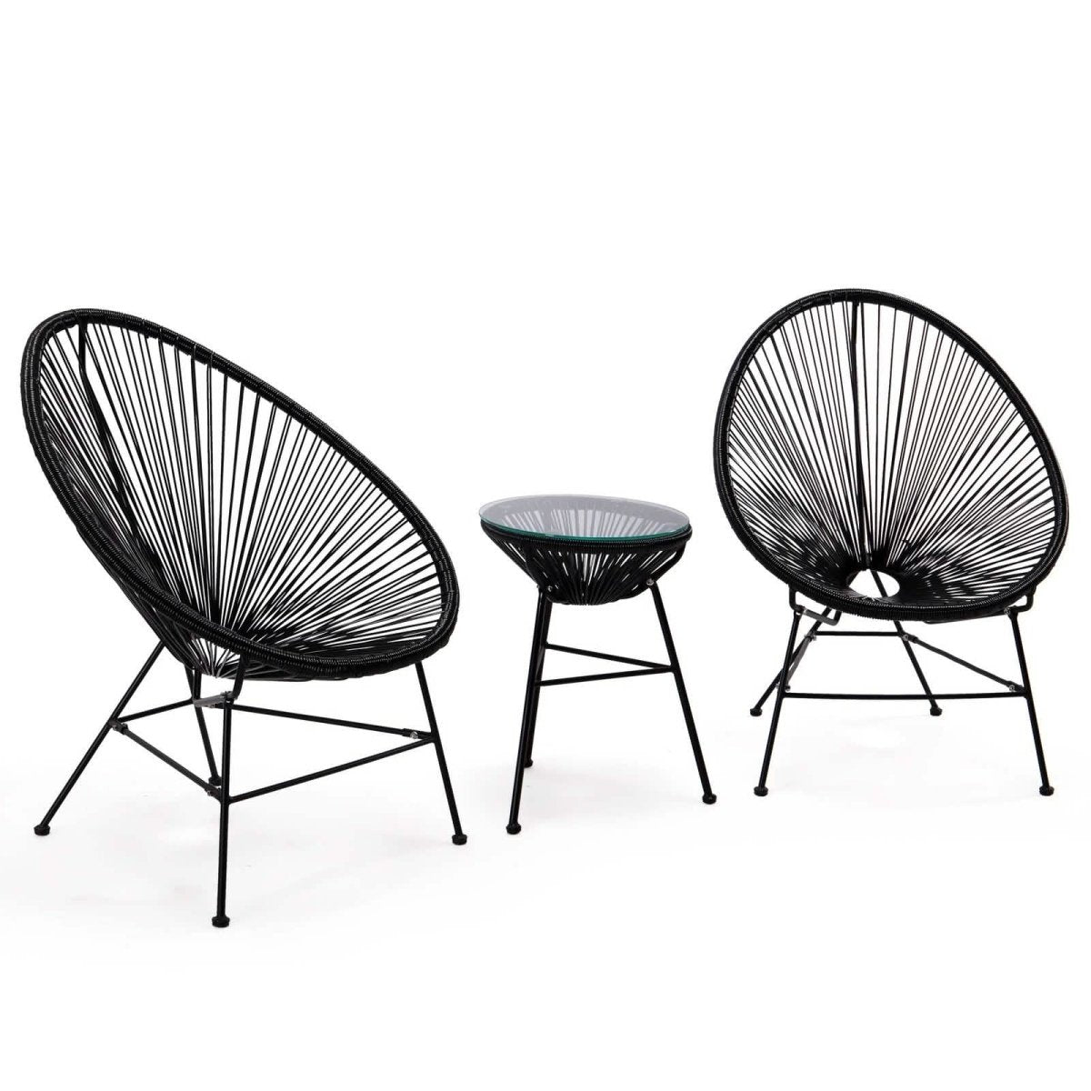 Montara 3 Piece Outdoor Lounge Patio Chairs With Glass Top Table