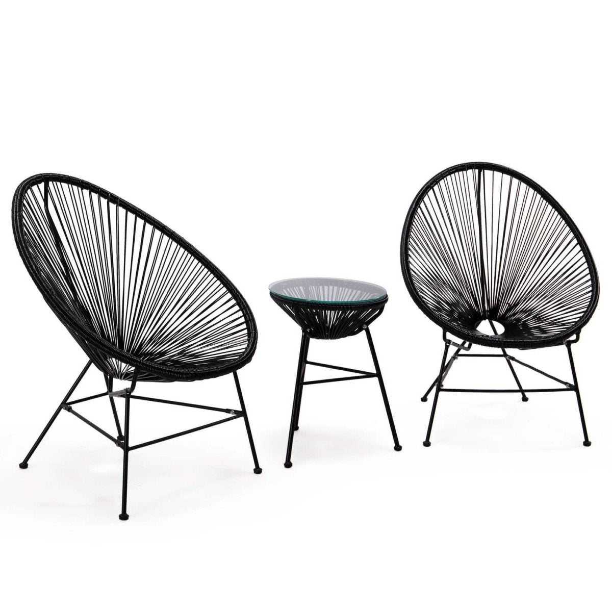 Montara 3 Piece Outdoor Lounge Patio Chairs With Glass Top Table