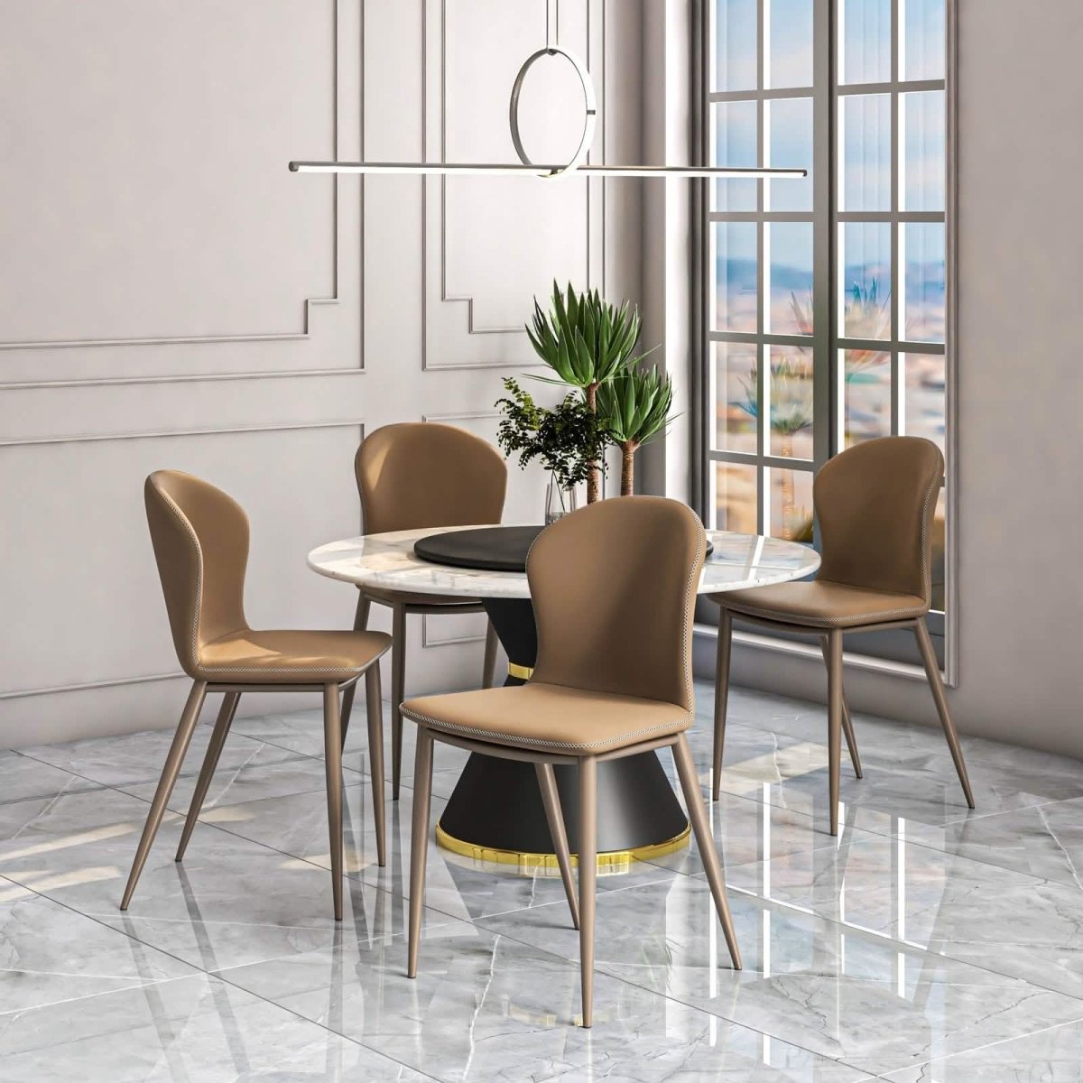 Mosaic Dining Chair Upholstered Fabric Foam Cushioned Chair with Metal Legs