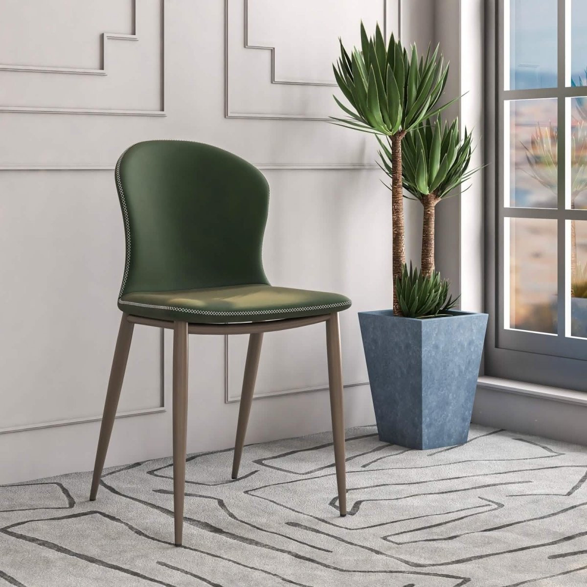 Mosaic Dining Chair Upholstered Fabric Foam Cushioned Chair with Metal Legs