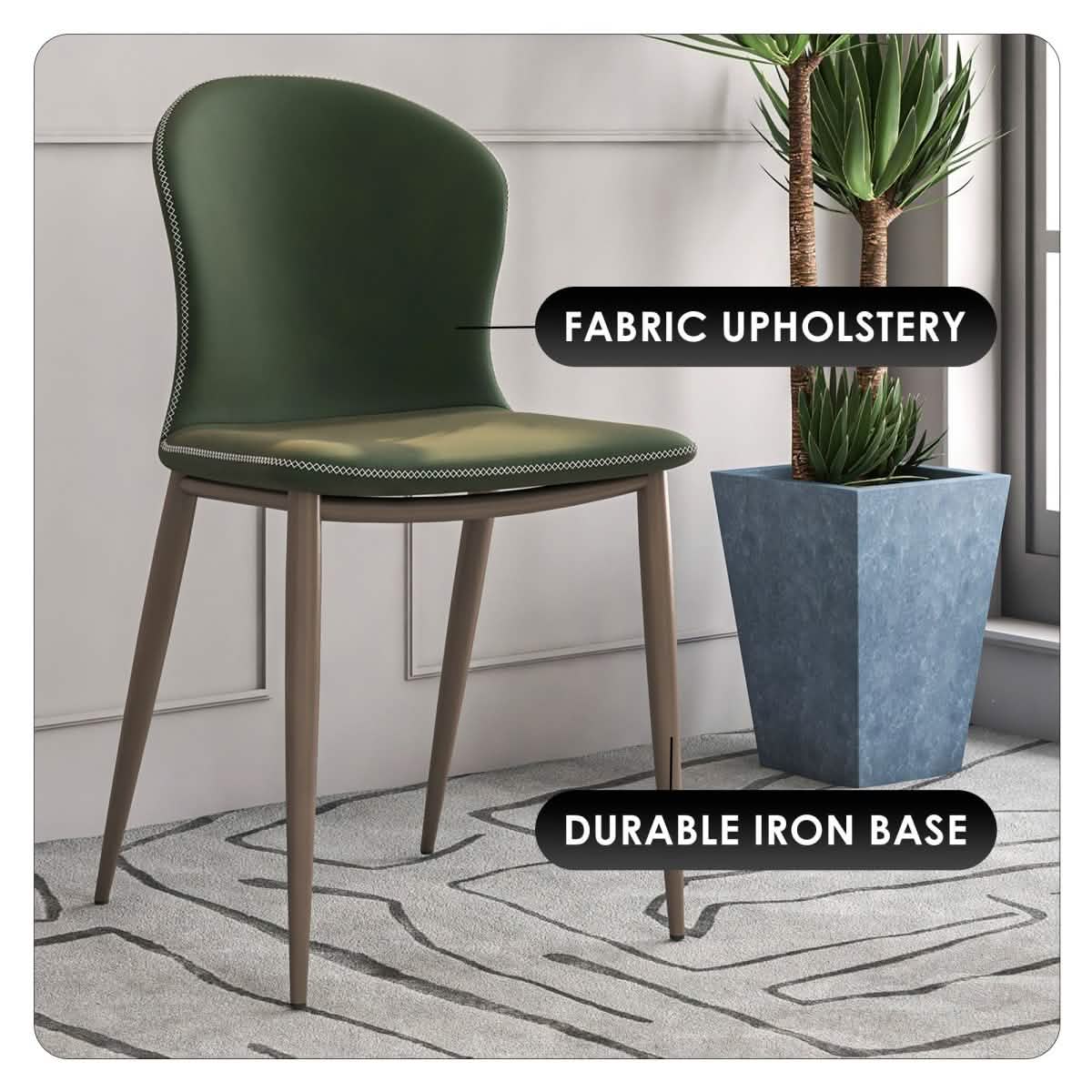 Mosaic Dining Chair Upholstered Fabric Foam Cushioned Chair with Metal Legs Set of 2