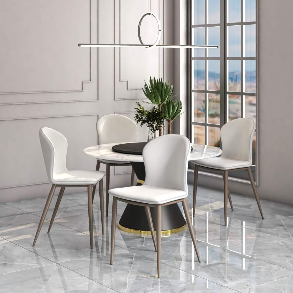 Mosaic Dining Chair Upholstered Fabric Foam Cushioned Chair with Metal Legs Set of 2