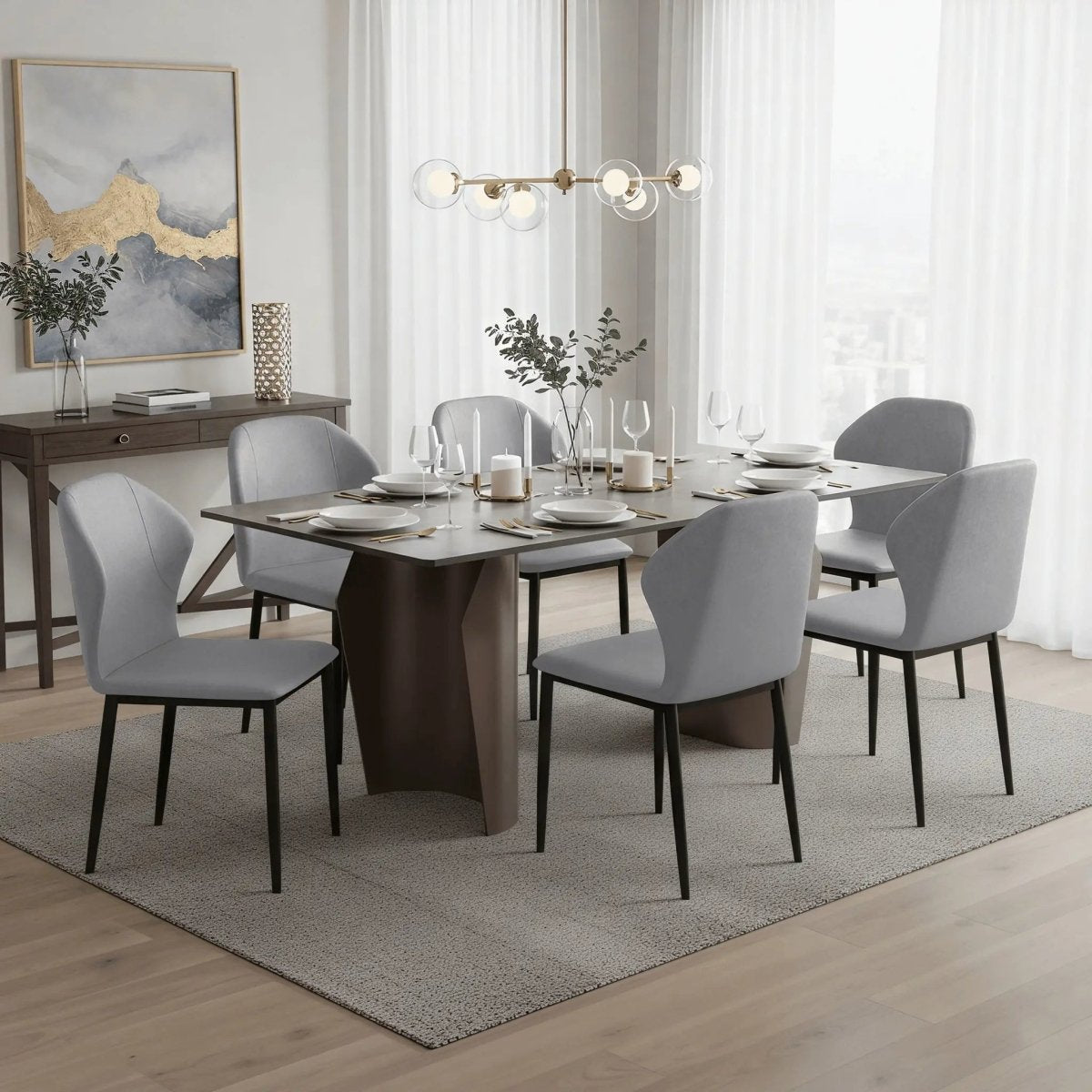 Mosaic Modern Dining Chair Upholstered Fabric Accent Chair with Curved Back