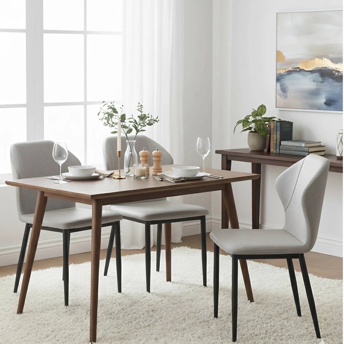 Mosaic Modern Dining Chair Upholstered Fabric Accent Chair with Curved Back