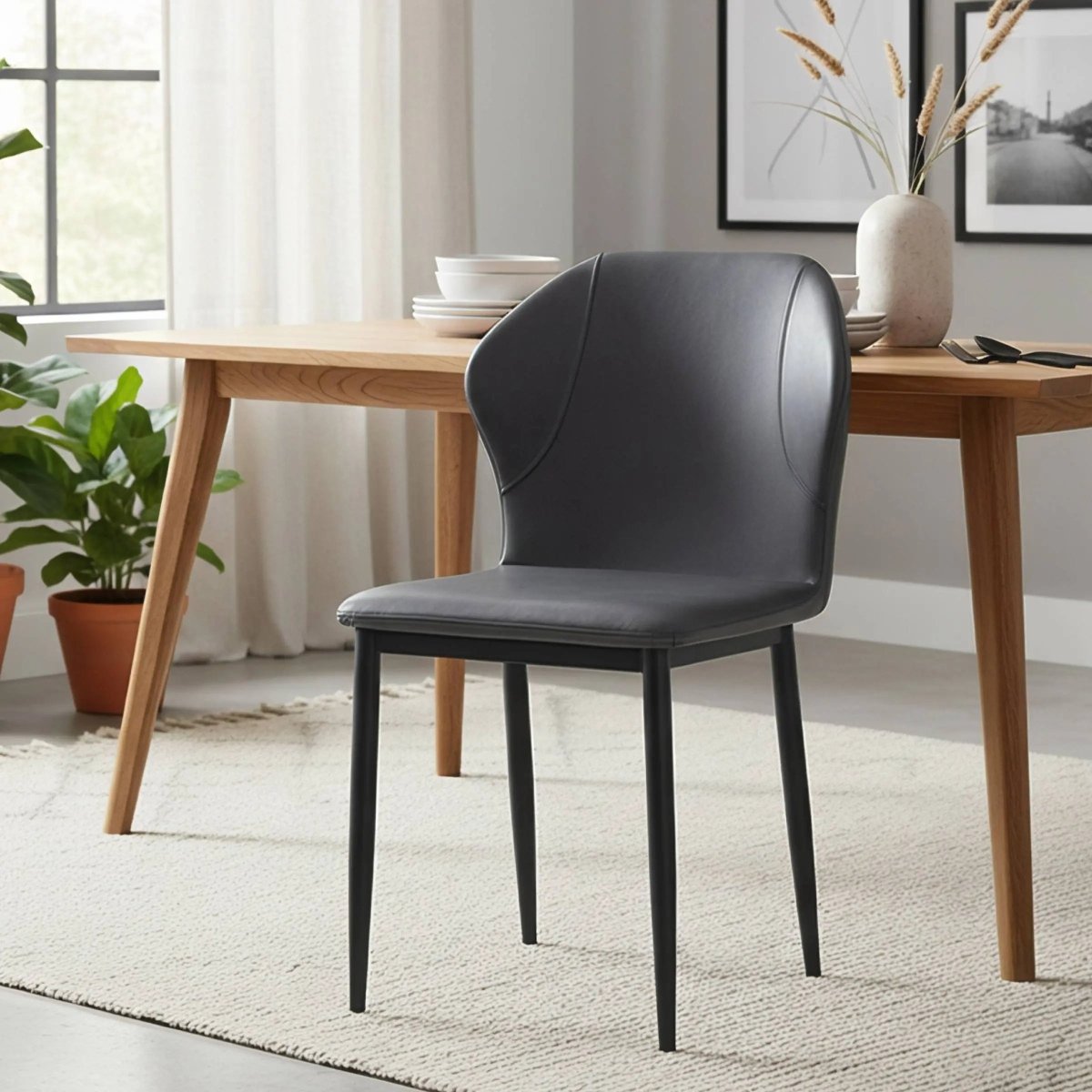 Mosaic Modern Dining Chair Upholstered Fabric Accent Chair with Curved Back