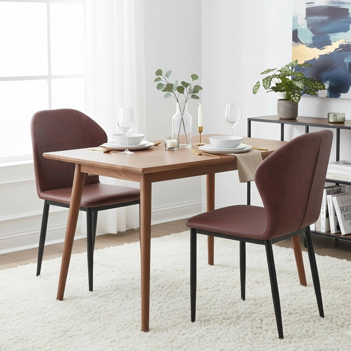 Mosaic Modern Dining Chair Upholstered Fabric Accent Chair with Curved Back