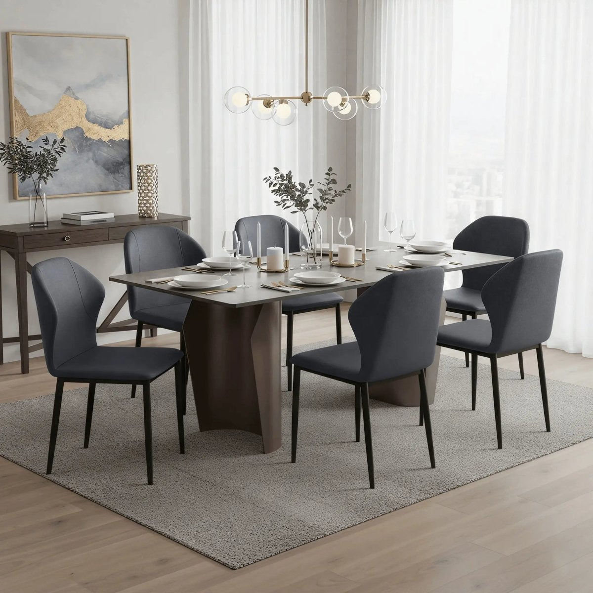 Mosaic Modern Dining Chair Upholstered Fabric Accent Chair with Curved Back