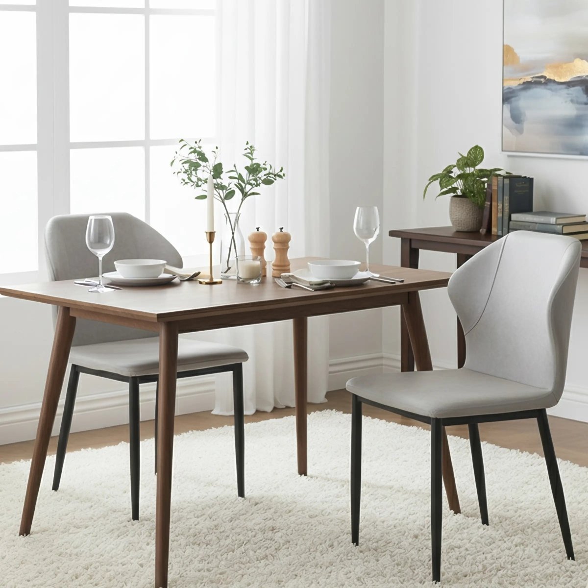 Mosaic Modern Dining Chair Upholstered Fabric Accent Chair with Curved Back