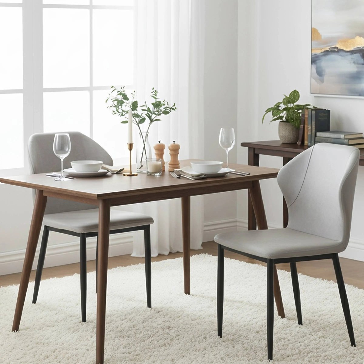 Mosaic Modern Dining Chair Upholstered Fabric Accent Chair with Curved Back