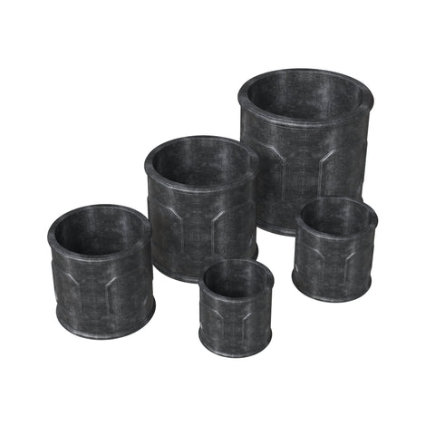 Meadow 5-Piece Fiberstone and MGO Clay Planter Set, Mid-Century Modern Round Planter Pot for Indoor and Outdoor