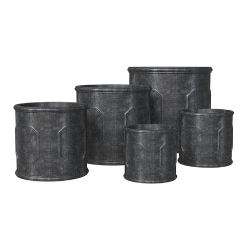 Meadow 5-Piece Fiberstone and MGO Clay Planter Set, Mid-Century Modern Round Planter Pot for Indoor and Outdoor