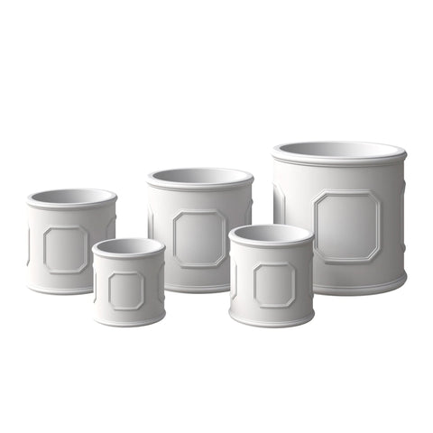 Meadow 5-Piece Fiberstone and MGO Clay Planter Set, Mid-Century Modern Round Planter Pot for Indoor and Outdoor