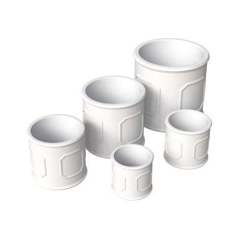 Meadow 5-Piece Fiberstone and MGO Clay Planter Set, Mid-Century Modern Round Planter Pot for Indoor and Outdoor
