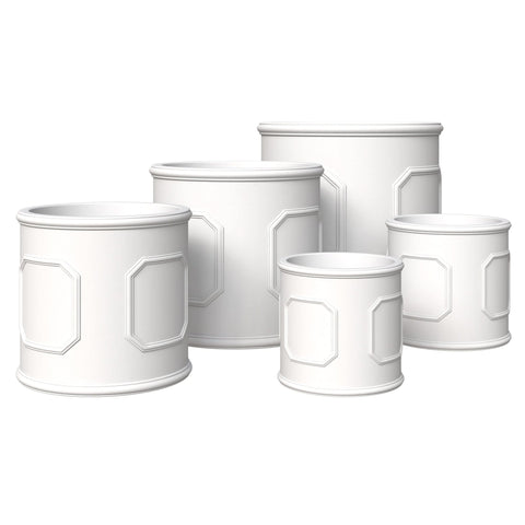 Meadow 5-Piece Fiberstone and MGO Clay Planter Set, Mid-Century Modern Round Planter Pot for Indoor and Outdoor