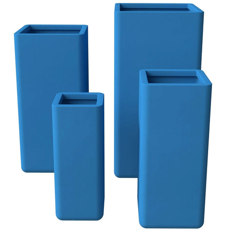 Marquee 4-Piece Fiberstone and MGO Clay Planter Set, Mid-Century Modern Square Planter Pot for Indoor and Outdoor Home