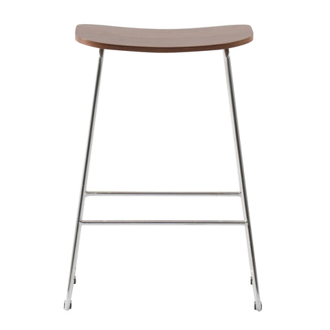Melrose Modern Wood Counter Stool With Chrome Frame