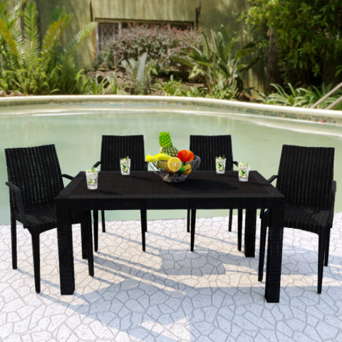 Mace Weave Design Square/Rectangular Dining Table in Polypropylene Plastic