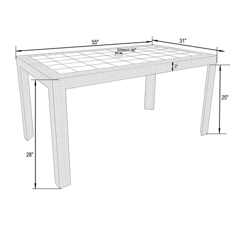Mace Weave Design Square/Rectangular Dining Table in Polypropylene Plastic