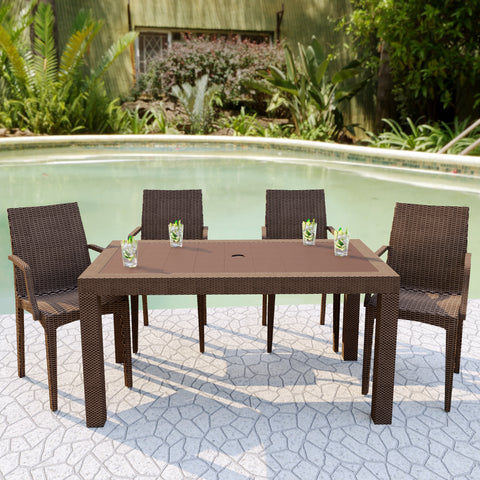Mace Weave Design Square/Rectangular Dining Table in Polypropylene Plastic