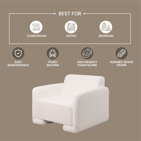 Nyta Accent Chair Upholstered in Linen/Boucle with Pine Wood Frame
