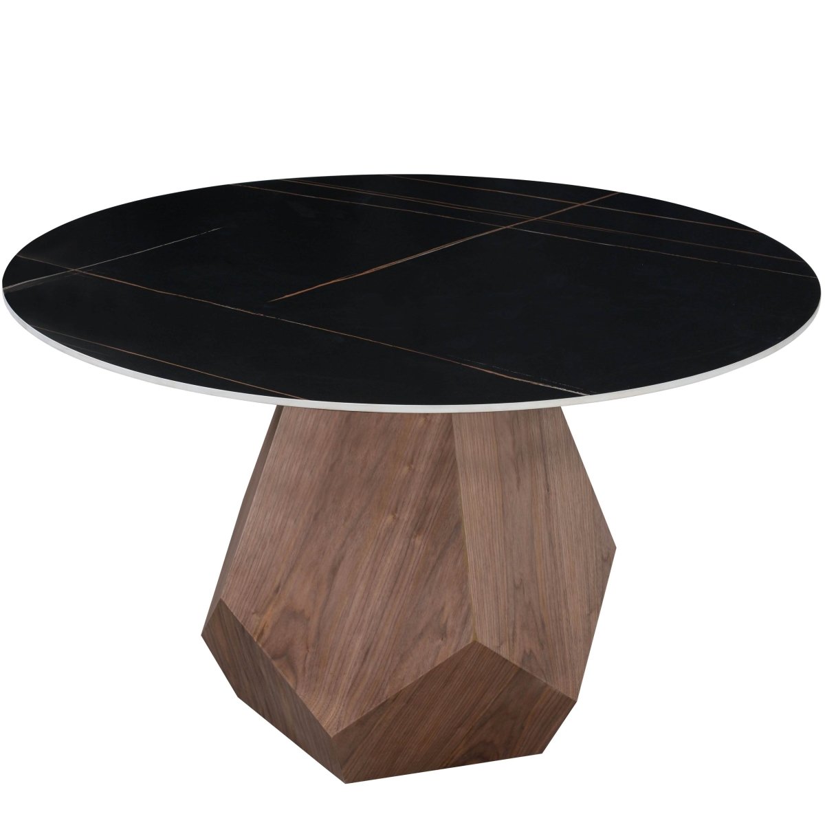 Nebo Modern Dining Table in Walnut Base with Glass/Sintered Stone