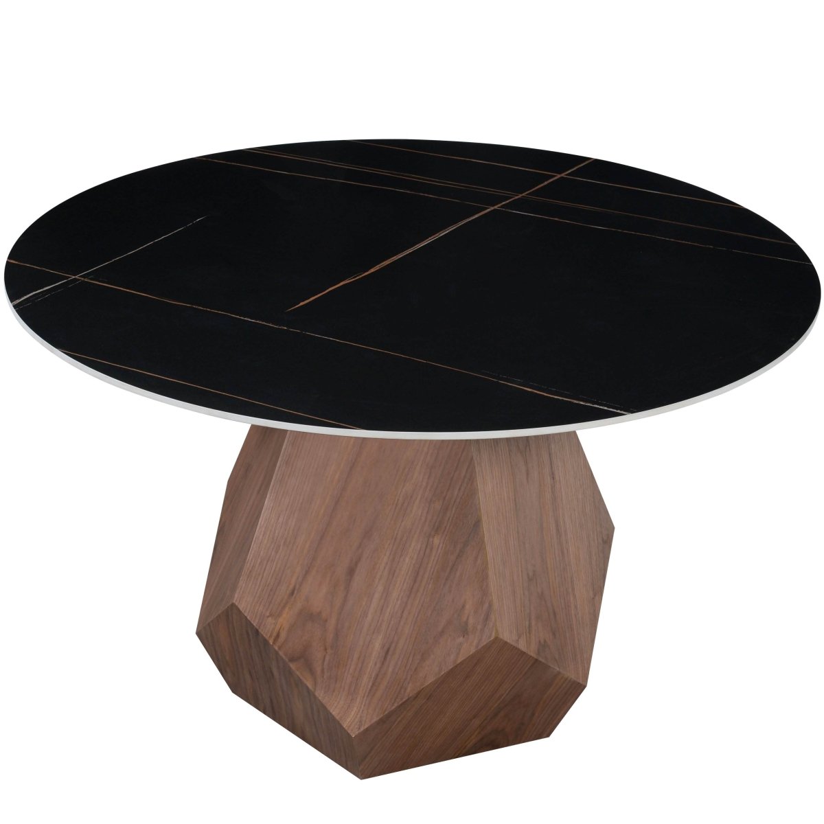 Nebo Modern Dining Table in Walnut Base with Glass/Sintered Stone