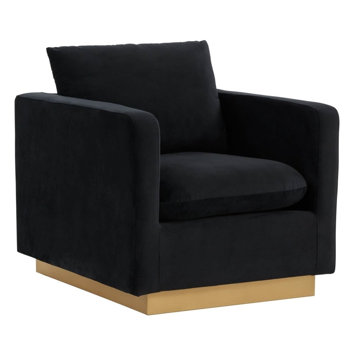 Nervo Modern Mid - Century Upholstered Velvet/Leather Accent Chair with Gold Base