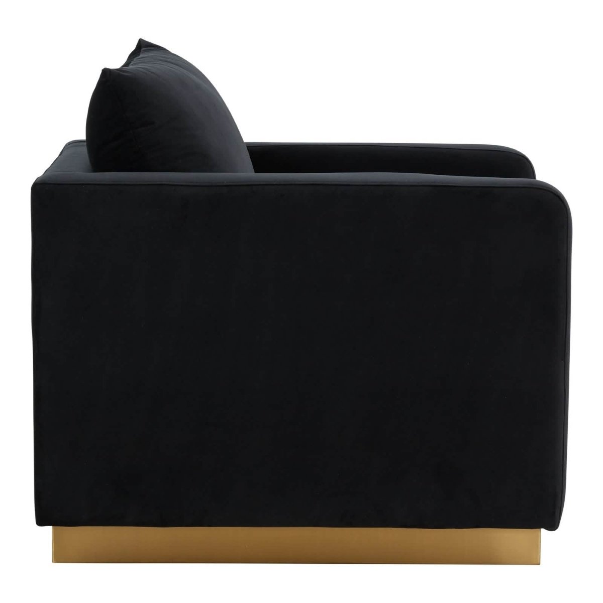 Nervo Modern Mid - Century Upholstered Velvet/Leather Accent Chair with Gold Base